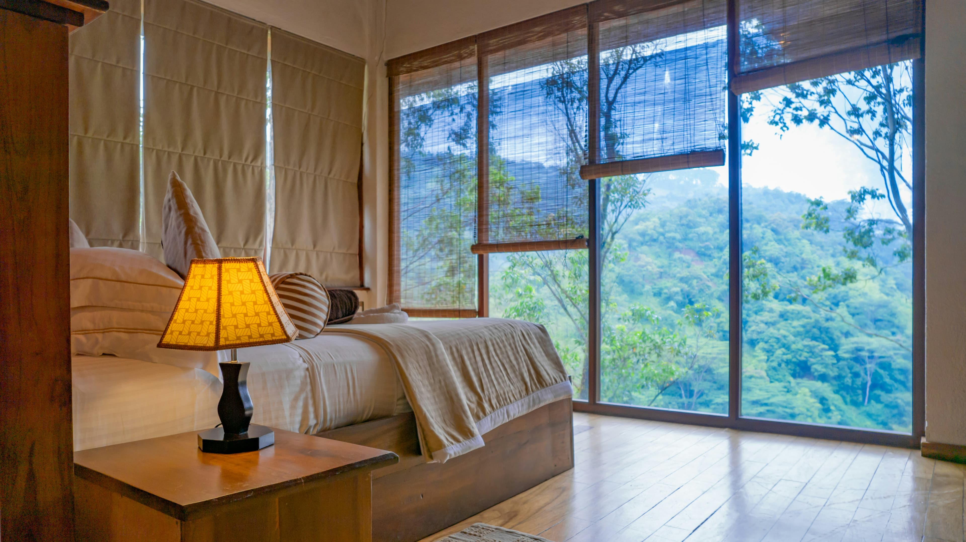 Interno raffinato dello Sri Lanka affacciato sulla foresta tropicale